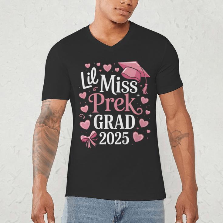 Kids Little Miss Pre-K Grad 2025 Preschool Girls Prek Graduation Men's V-Neck T-Shirt