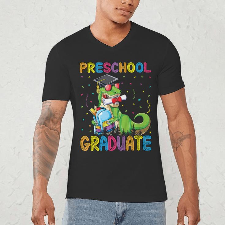 Kids Preschool Graduate T-Rex Dinosaur Preschool Graduation Men's V-Neck T-Shirt