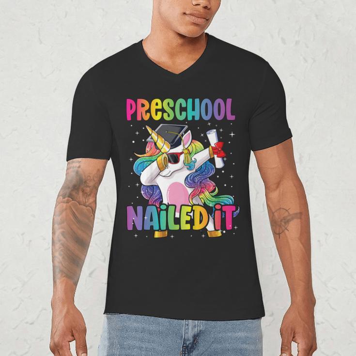 Kids Preschool Graduate Unicorn Nailed It Preschool Graduation Men's V-Neck T-Shirt