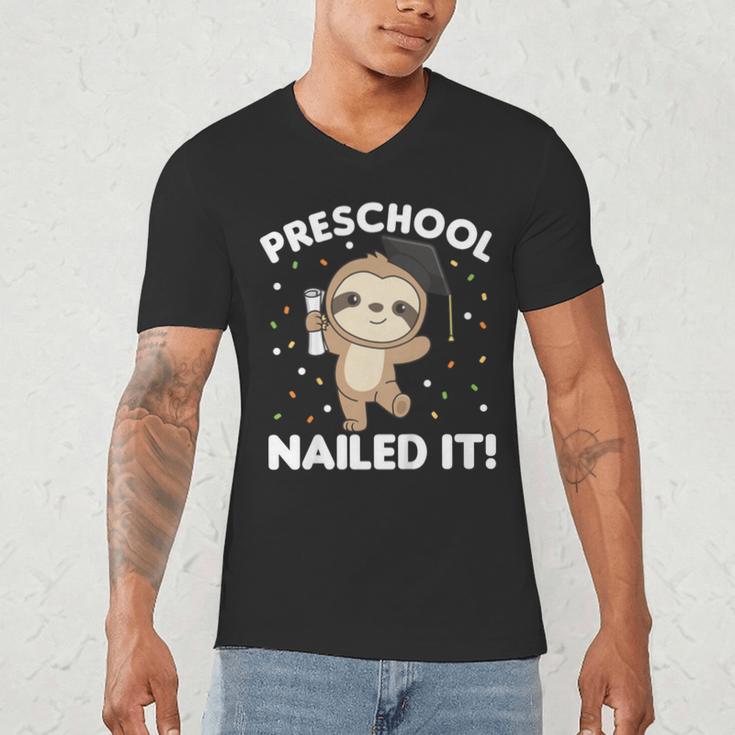 Kids Kids Preschool Nailed It Sloth Graduation Men's V-Neck T-Shirt