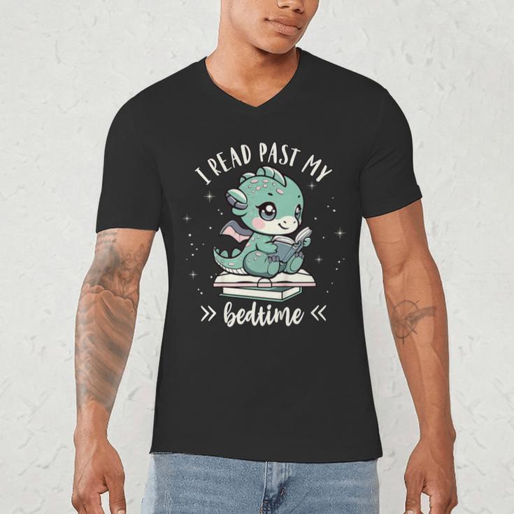 Kids I Read Past My Bedtime Cute Book Dragon Pajama Men's V-Neck T-Shirt Kids I Read Past My Bedtime Cute Book Dragon Pajama Men's V-Neck T-Shirt