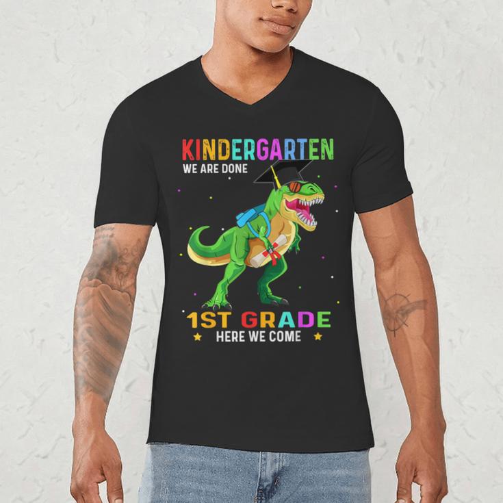 Kindergarten Graduation 1st Here We Come Class 2023 Dinosaur Men's V-Neck T-Shirt
