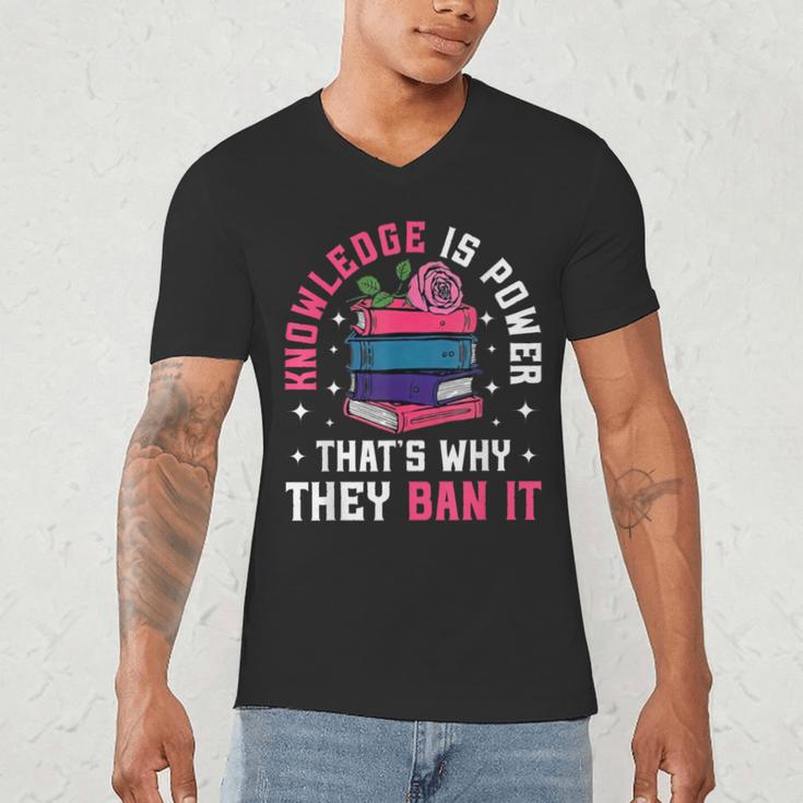 Knowledge Is Power Book Club Librarian Read Banned Books Men's V-Neck T-Shirt Knowledge Is Power Book Club Librarian Read Banned Books Men's V-Neck T-Shirt