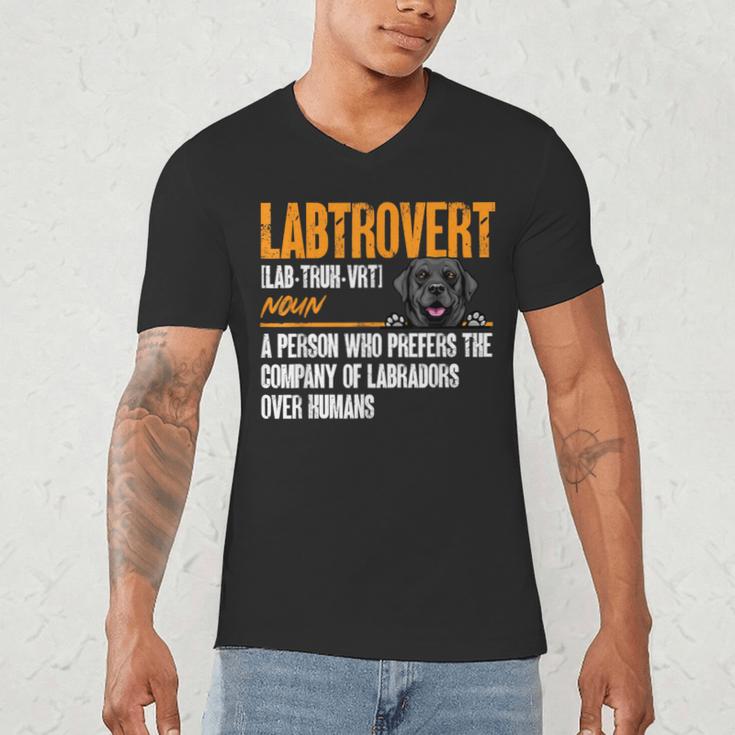 Labrador Retriever Labtrovert Definition Introvert Labrador Men's V-Neck T-Shirt
