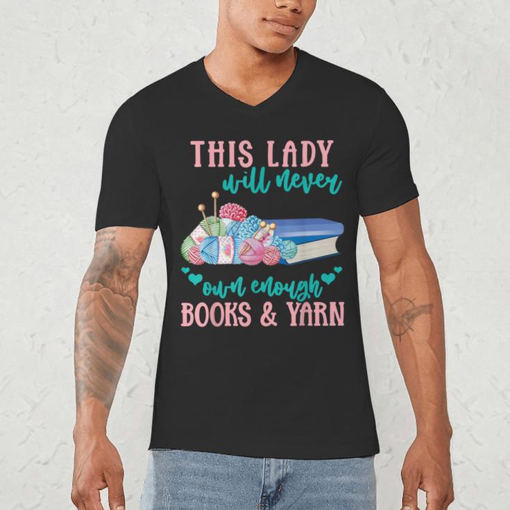 THIS LADY Will Never Own Enough BOOKS & YARN Men's V-Neck T-Shirt THIS LADY Will Never Own Enough BOOKS & YARN Men's V-Neck T-Shirt