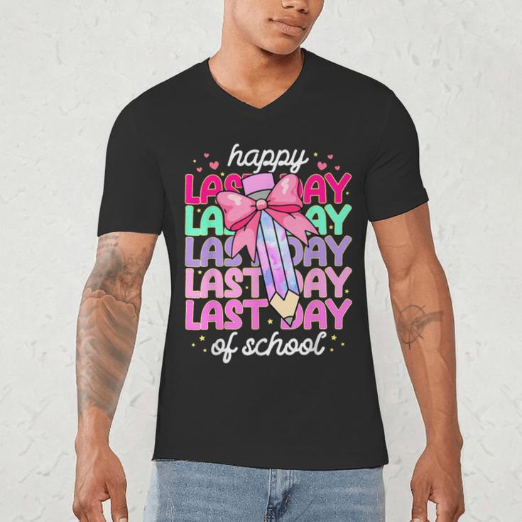 Last Day Of School Shirt Coquette Bow School Graduation Men's V-Neck T-Shirt