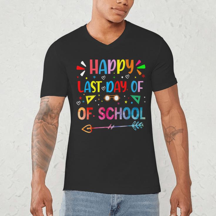 Last Day Of School Tie Dye School Graduation Summer Teacher Men's V-Neck T-Shirt