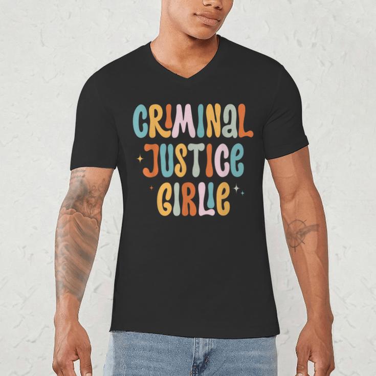 Lawyer True Crime Lover Addict Graduation Apparel Criminal Justice Girlie Major Degree Future Detective Men's V-Neck T-Shirt