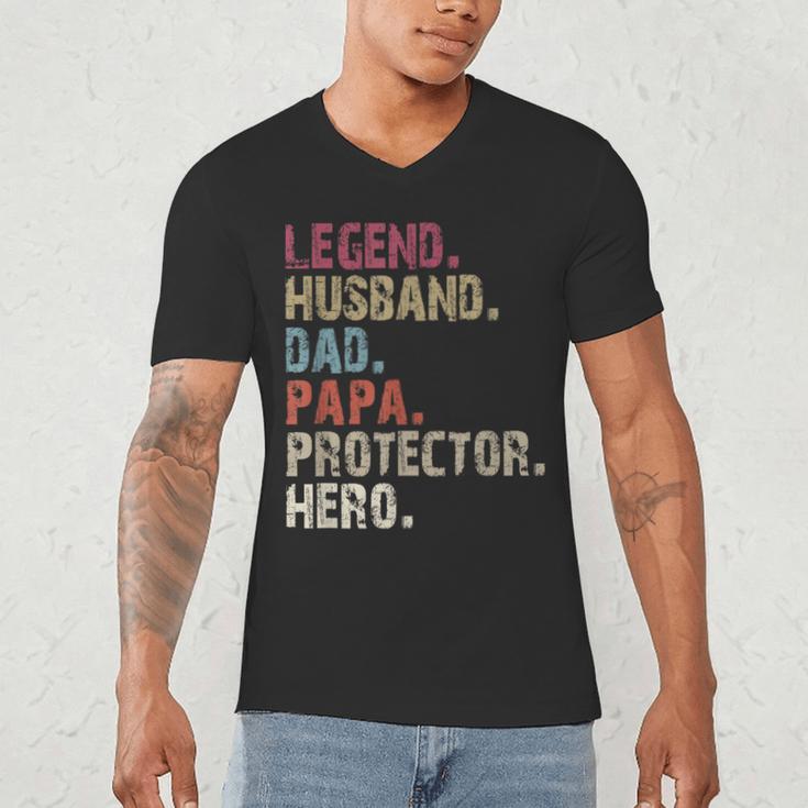 Legend Husband Dad Papa Protector Hero For Dad Men's V-Neck T-Shirt