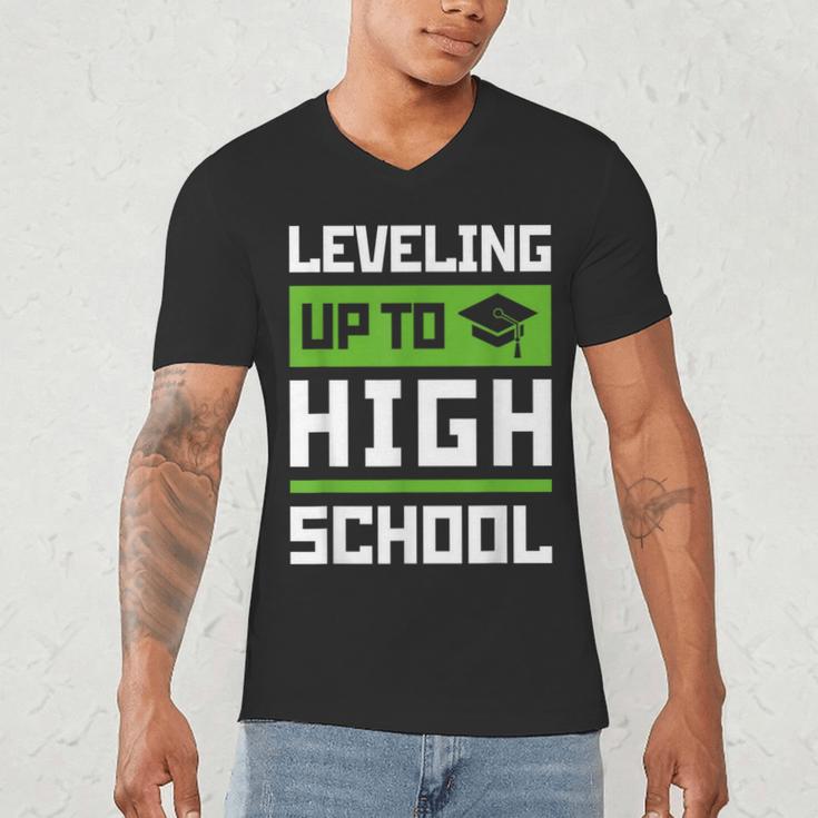Leveling Up To High School Tee Shirt Gaming Graduation Men's V-Neck T-Shirt