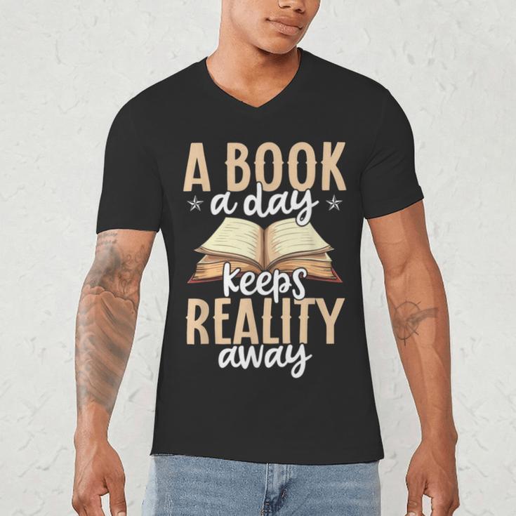 Librarian A Book A Day For Book Lover Reading Library Men's V-Neck T-Shirt