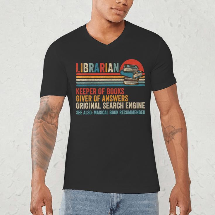 Librarian Definition Book Lover Library Workers Day Men's V-Neck T-Shirt