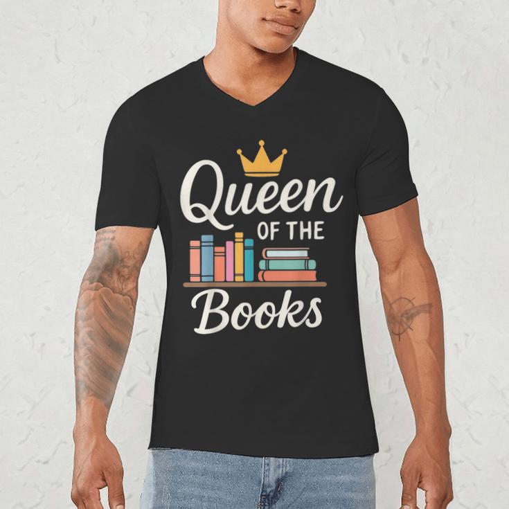Librarian Queen Of The Books Book Reading Library Men's V-Neck T-Shirt Librarian Queen Of The Books Book Reading Library Men's V-Neck T-Shirt