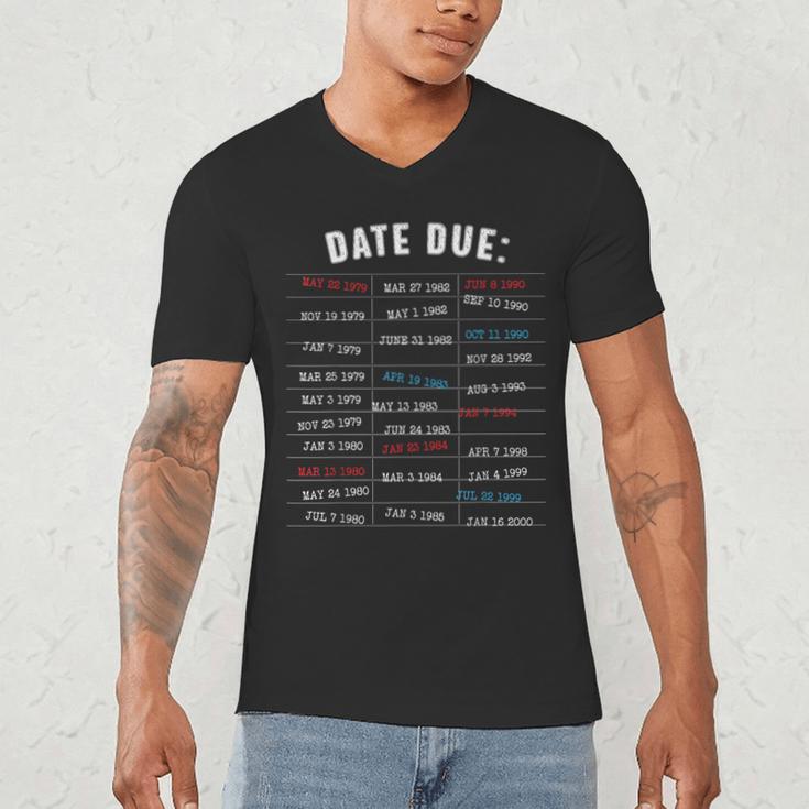 Library Due Date Stamp Card Librarian Book Reading Vintage Men's V-Neck T-Shirt Library Due Date Stamp Card Librarian Book Reading Vintage Men's V-Neck T-Shirt