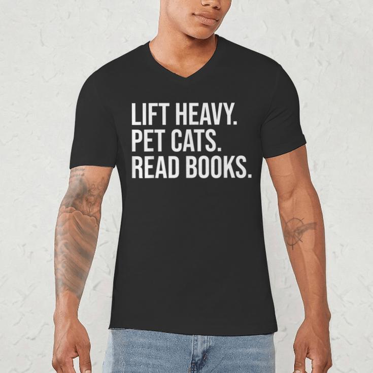 Lift Heavy Pet Cats Read Books Gym Workout Weight Lifter Men's V-Neck T-Shirt