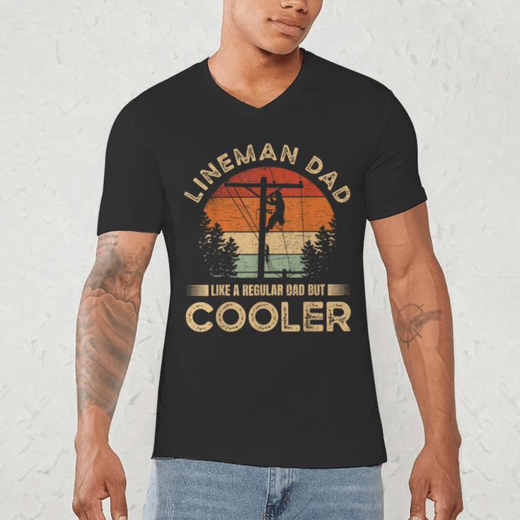 Lineman Dad Like A Regular Dad But Cooler Lineman Men's V-Neck T-Shirt