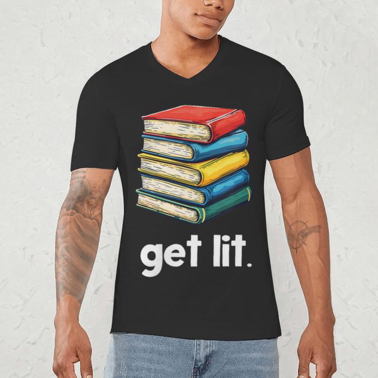 Get Lit With Books Men's V-Neck T-Shirt