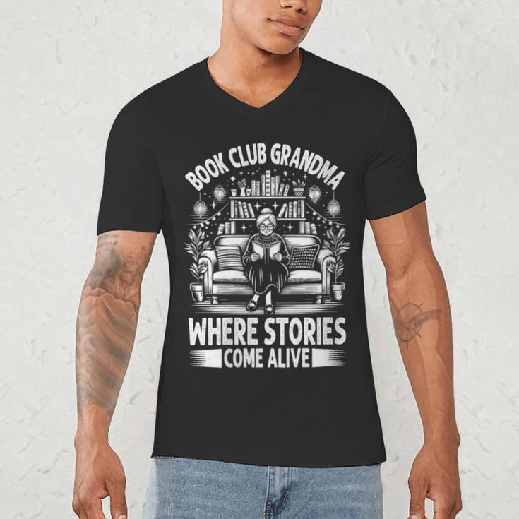 Literary Grandma Reading Club Book Lover Story Enthusiast Men's V-Neck T-Shirt Literary Grandma Reading Club Book Lover Story Enthusiast Men's V-Neck T-Shirt
