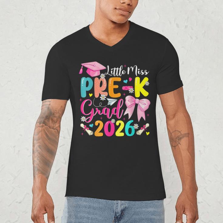 Little Miss Pre-K Grad 2026 Preschool Graduation Kids Girls Men's V-Neck T-Shirt
