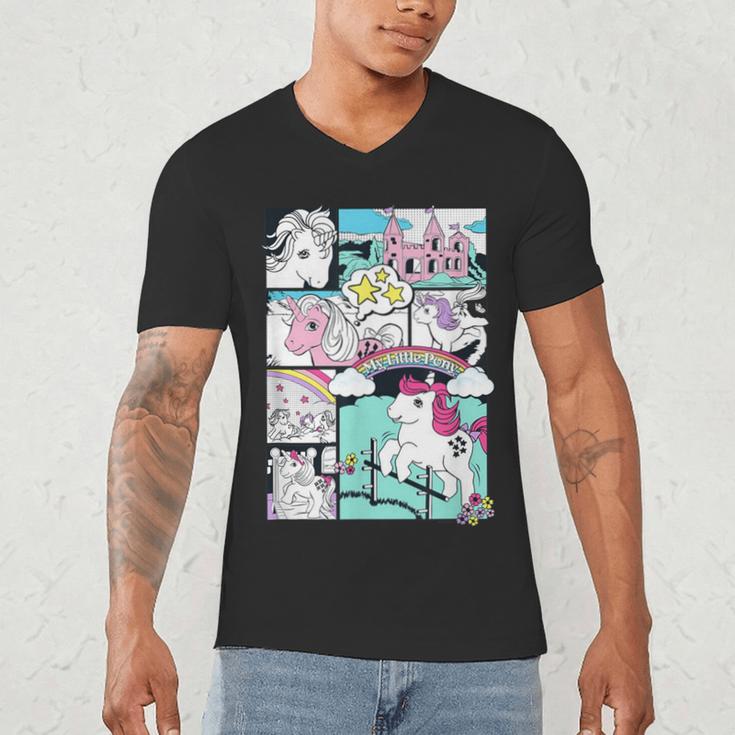 My Little Pony Classic Vintage Rainbow Castle Comic Book Men's V-Neck T-Shirt My Little Pony Classic Vintage Rainbow Castle Comic Book Men's V-Neck T-Shirt