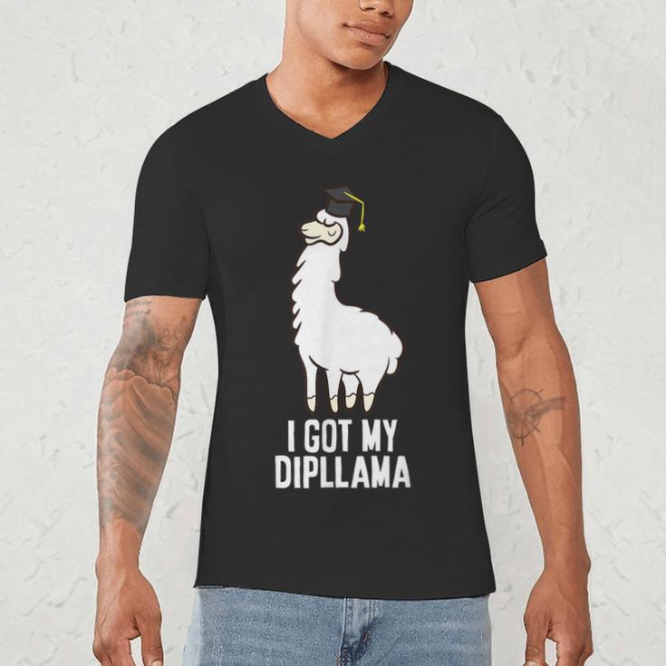 LLama Graduation I Got My Dipllama Cute Llama Men's V-Neck T-Shirt