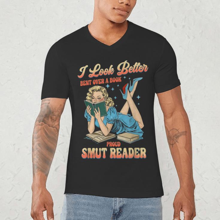 I Look Better Bent Over A Book Proud Smut Reader Adult Humor Men's V-Neck T-Shirt I Look Better Bent Over A Book Proud Smut Reader Adult Humor Men's V-Neck T-Shirt