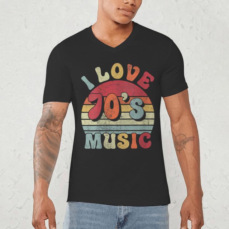I Love 70's Music Retro Style Nostalgia Cassette 1970s Party Men's V-Neck T-Shirt
