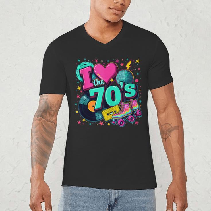 I Love The 70s Retro Cassette Roller Vinyl Disco Nostalgia Men's V-Neck T-Shirt I Love The 70s Retro Cassette Roller Vinyl Disco Nostalgia Men's V-Neck T-Shirt