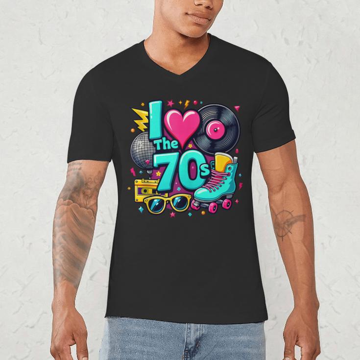 I Love The 70s Vintage Cassette Roller Vinyl Nostalgia 70s Men's V-Neck T-Shirt