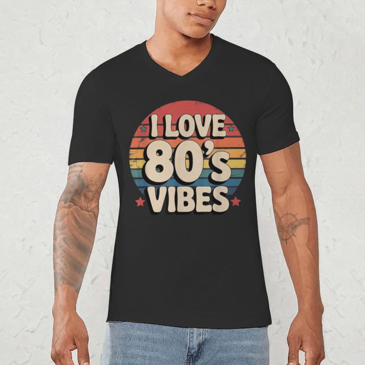 I Love 80’s Vibes Retro 80s Style Vintage Sunset Nostalgia Men's V-Neck T-Shirt I Love 80’s Vibes Retro 80s Style Vintage Sunset Nostalgia Men's V-Neck T-Shirt