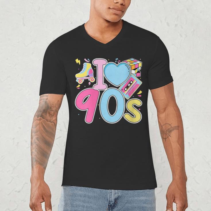 I Love 90's Retro Style Nostalgia Vibe 1990's Party Men's V-Neck T-Shirt