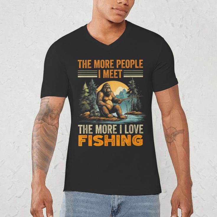 I Love Fishing Bigfoot Fisherman Introvert Sarcastic Men's V-Neck T-Shirt I Love Fishing Bigfoot Fisherman Introvert Sarcastic Men's V-Neck T-Shirt