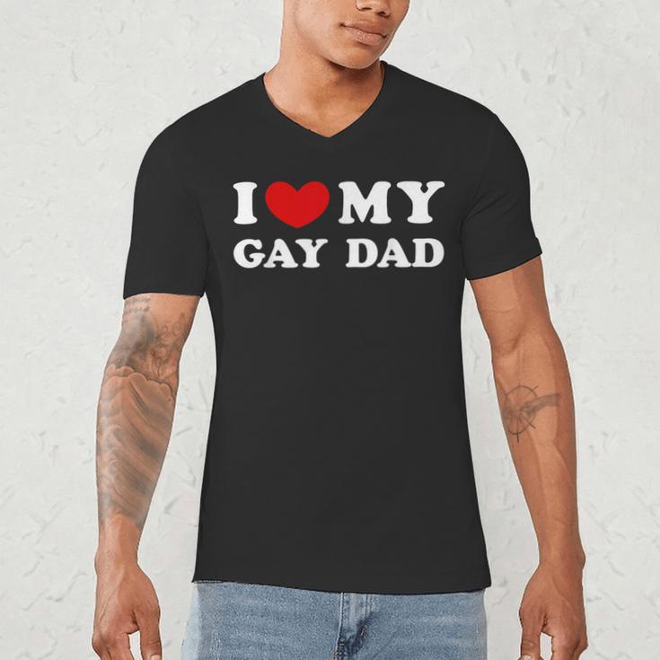 I Love My Gay Dad I Heart My Gay Dad Men's V-Neck T-Shirt I Love My Gay Dad I Heart My Gay Dad Men's V-Neck T-Shirt