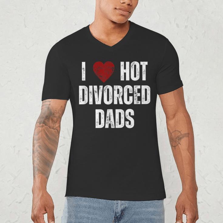 I Love Hot Divorced Dads Red Hearts Men's V-Neck T-Shirt