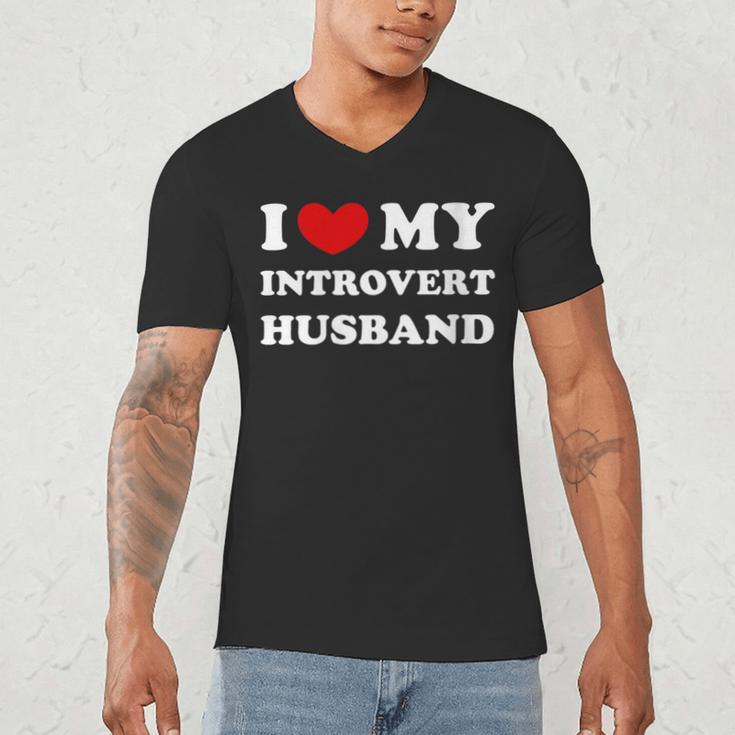 I Love My Introvert Husband I Heart My Introvert Husband Men's V-Neck T-Shirt I Love My Introvert Husband I Heart My Introvert Husband Men's V-Neck T-Shirt