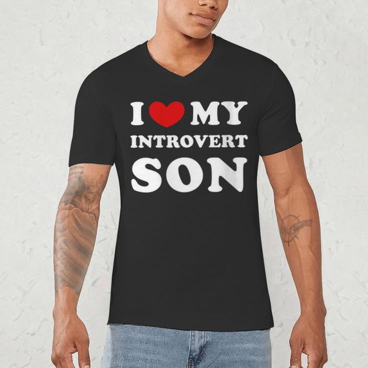 I Love My Introvert Son I Heart My Introvert Son Men's V-Neck T-Shirt