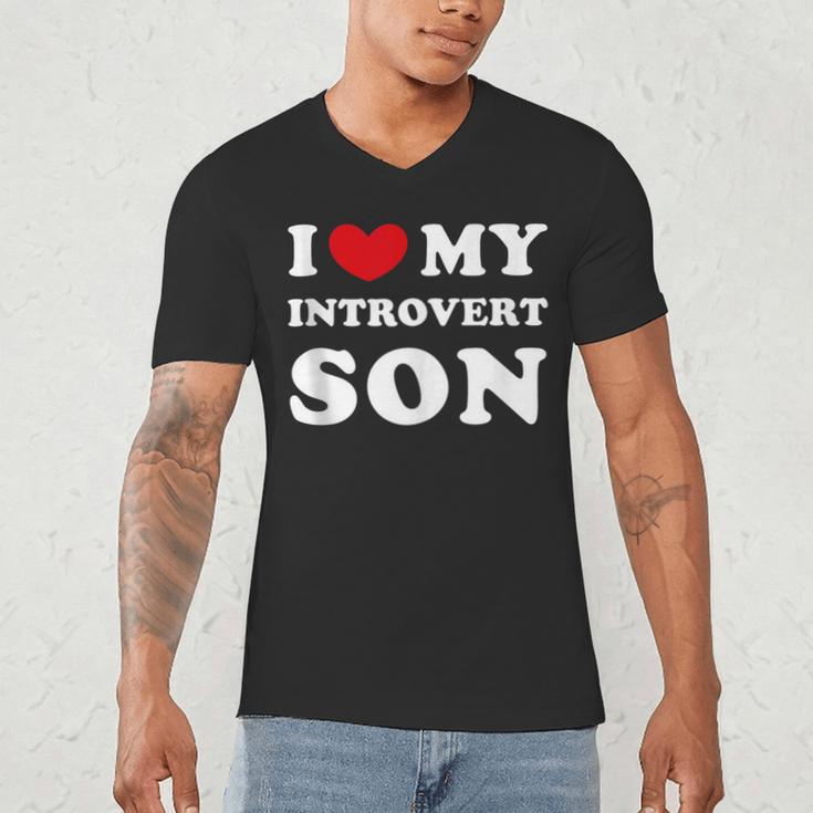 I Love My Introvert Son I Heart My Introvert Son Men's V-Neck T-Shirt