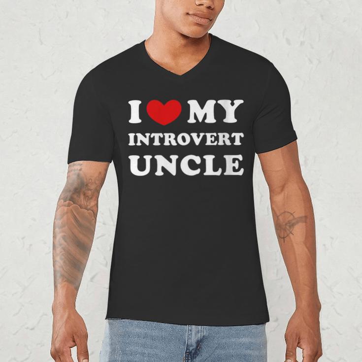 I Love My Introvert Uncle I Heart My Introvert Uncle Men's V-Neck T-Shirt I Love My Introvert Uncle I Heart My Introvert Uncle Men's V-Neck T-Shirt