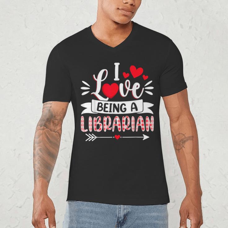 I Love Being A Librarian Library Book Valentine's Day Men's V-Neck T-Shirt