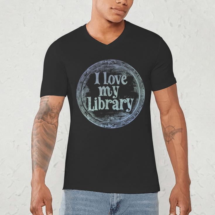 I Love My Library Medallion For Book Lover Reader Librarian Men's V-Neck T-Shirt I Love My Library Medallion For Book Lover Reader Librarian Men's V-Neck T-Shirt