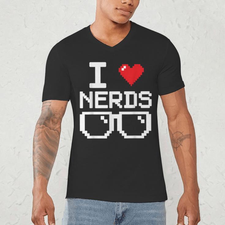 I Love Nerds I Heart Nerds For Science Book Knowledge Geeks Men's V-Neck T-Shirt