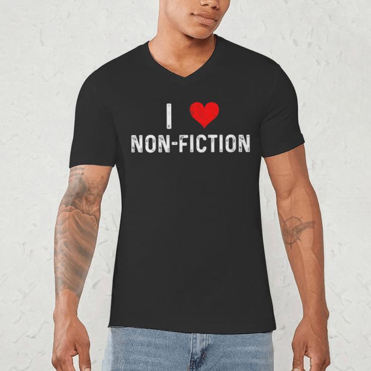I Love Non Fiction Heart Books Reading Writing Writer Read Men's V-Neck T-Shirt