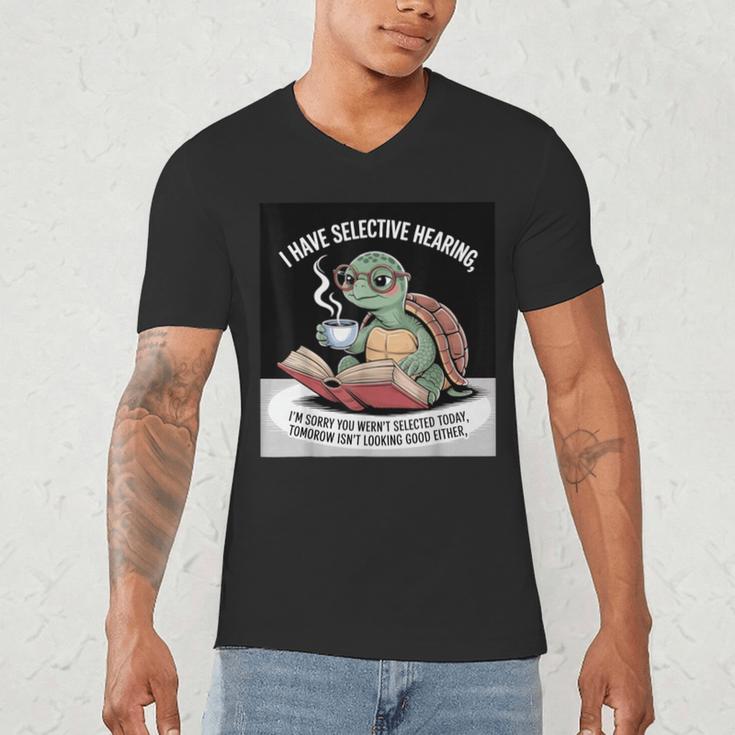 I Love Turtles Sea I Have Selective Hearing Coffee And Book Men's V-Neck T-Shirt