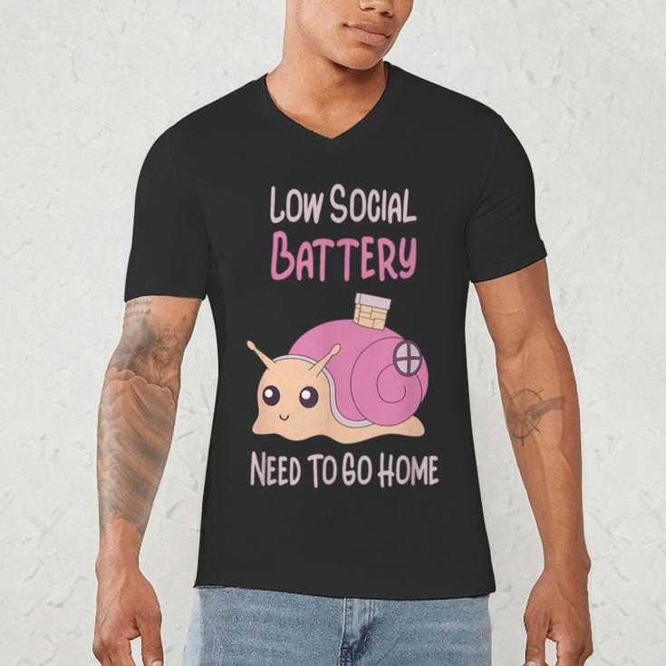 Low Social Battery Cute Snail With House Introvert Cozy Home Men's V-Neck T-Shirt Low Social Battery Cute Snail With House Introvert Cozy Home Men's V-Neck T-Shirt