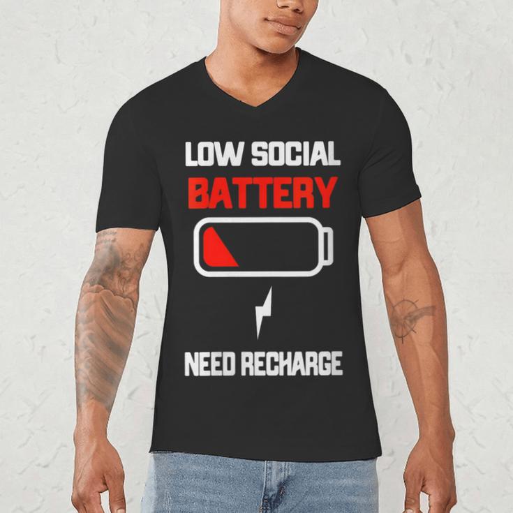 Low Social Battery Need Recharge Introvert Self-Care Men's V-Neck T-Shirt Low Social Battery Need Recharge Introvert Self-Care Men's V-Neck T-Shirt