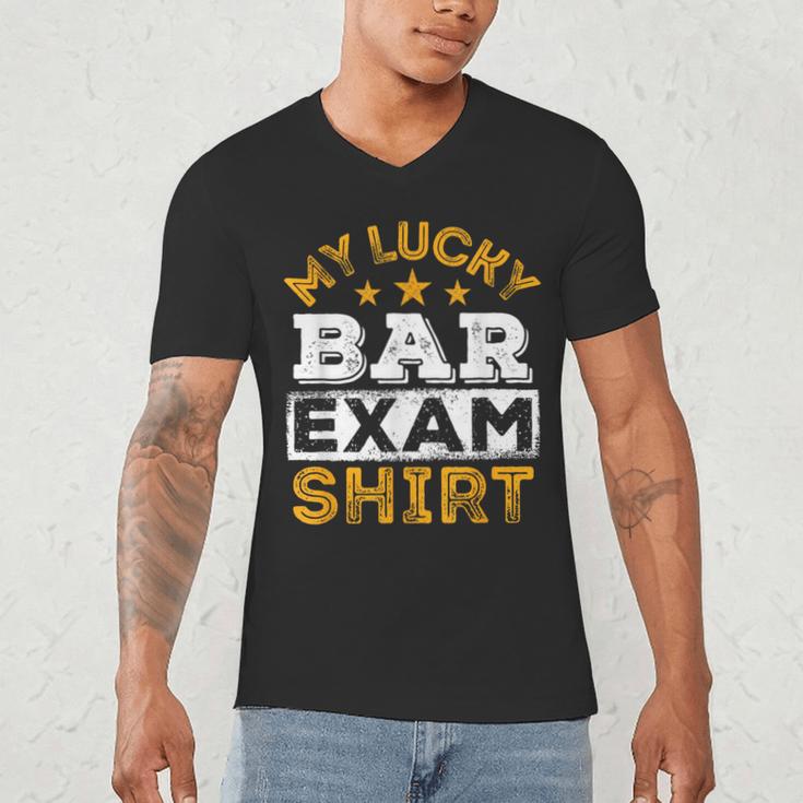 My Lucky Bar Exam Shirt Lawyer Law School Graduation Men's V-Neck T-Shirt