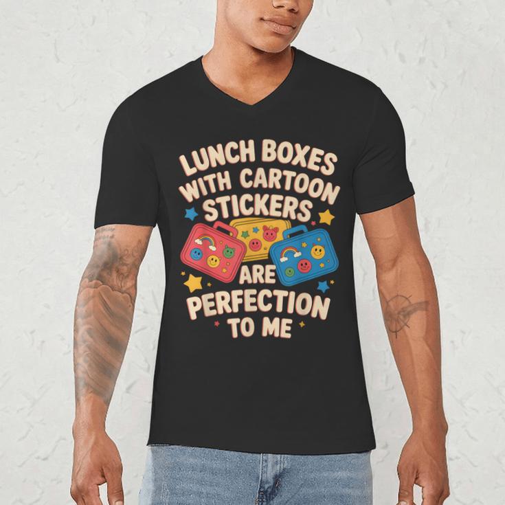Lunch Boxes With Stickers Lunch Box Nostalgia Retro Men's V-Neck T-Shirt