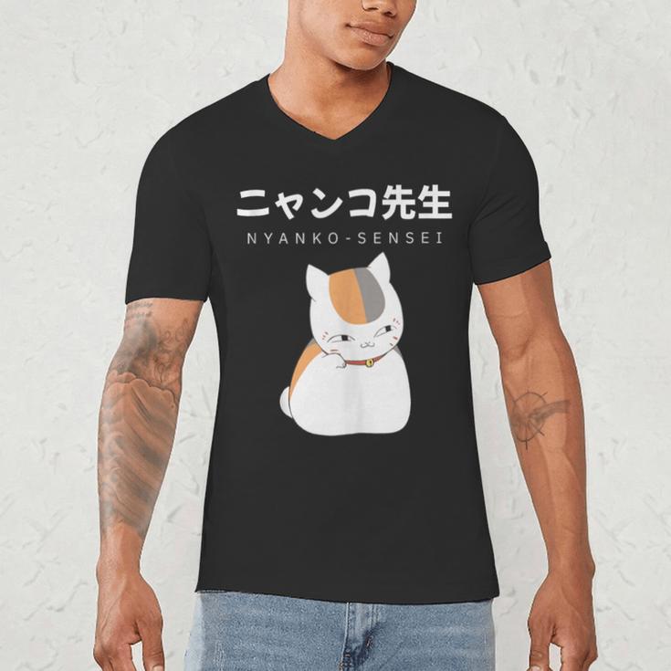 Madara Nyanko Sensei Natsume Yuujinchou Book Of Friends Cat Men's V-Neck T-Shirt
