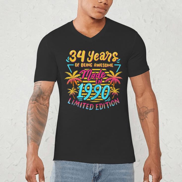 Made In 1990 Limited Edition 90s Nostalgia 34th Birthday Men's V-Neck T-Shirt