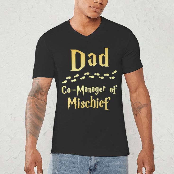 Magical Dad Manager Of Mischief Birthday Family Matching Men's V-Neck T-Shirt